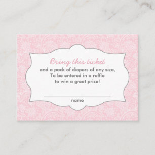 Roze Damask Luier Raffle Tickets Informatiekaartje