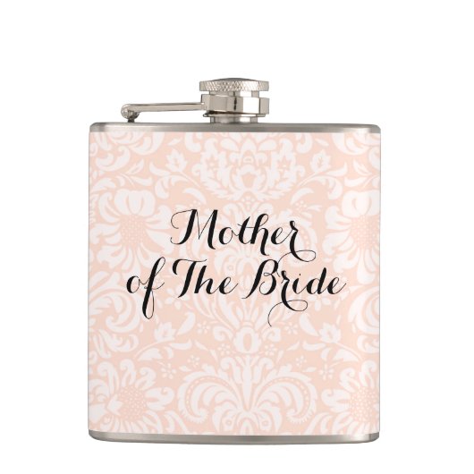 Roze  Damask Moeder van de bruid Flask Heupfles (Voorkant)