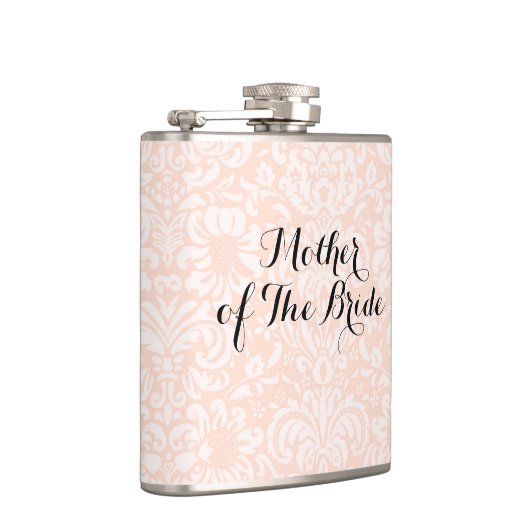 Roze  Damask Moeder van de bruid Flask Heupfles (Rechts)