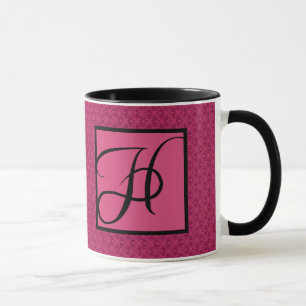 Roze Damask Monogram H Mok