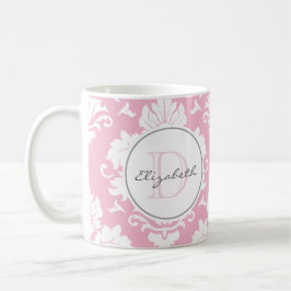  Roze  Damask Monogrammed Mok