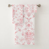 Roze Damask op White Bath Towel Set Bad Handdoek (Insitu)