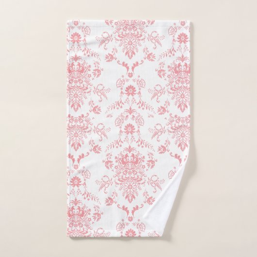  Roze Damask op White Bath Towel Set Bad Handdoek (Handdoek)