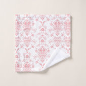 Roze Damask op White Bath Towel Set Bad Handdoek (Wasdoekje)