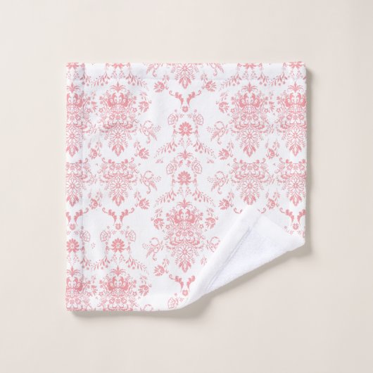 Roze Damask op White Bath Towel Set Bad Handdoek (Wasdoekje)