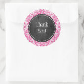 Roze Damask Pattern Flower Chalkboard  Ronde Sticker (Tas)
