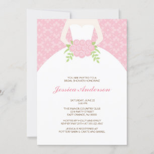 Roze Damask Pattern Vrijgezellenfeest Kaart