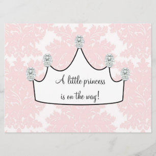 Roze Damask Prinses Baby Meisje Shower Kaart