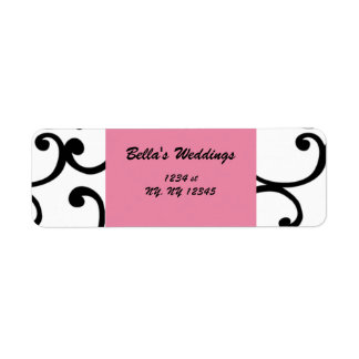 roze damask Retouradreslabel Etiket