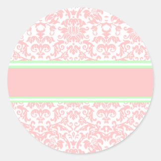 Roze Damask Ronde Sticker