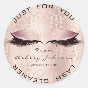 Roze Damask Salon Glitter SPA Makeup Lash Cleaner Ronde Sticker