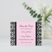 Roze Damask Save the Date Wedding Briefkaarten (Staand voorkant)