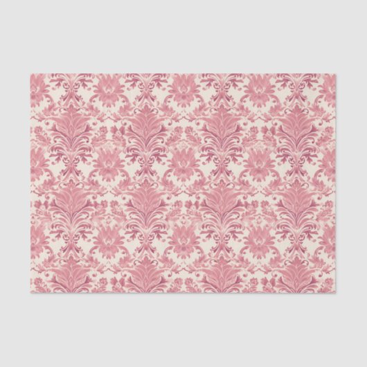  roze Damask sierpatroon Tissuepapier (Voorkant)