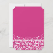 Roze Damask Swirls Wedding Invitation Kaart (Achterkant)