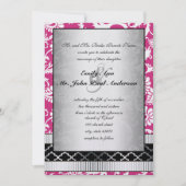Roze Damask Swirls Wedding Invitation Kaart (Voorkant)