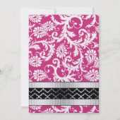 Roze Damask Swirls Wedding Invitation Kaart (Achterkant)