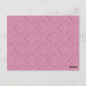 Roze Damask Trouwtafel Nummer Kaart Receptie (Achterkant)