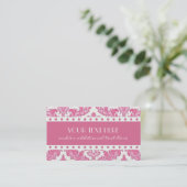 Roze Damask Visitekaartje (Staand voorkant)