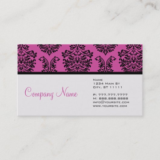 Roze Damask Visitekaartje (Voorkant)