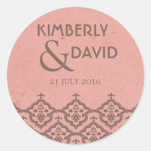 Roze  Damask Wedding Label