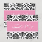 Roze Damask Weduwingstabel Briefkaart (Voorkant / Achterkant)