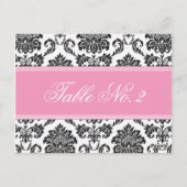 Roze Damask Weduwingstabel Briefkaart (Achterkant)