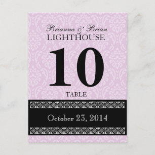 Roze Damask Weduwtafel Nummer kaart Ontvangen