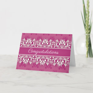 Roze Damask wervel Congratulatiekaart Kaart