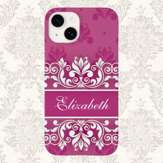 Roze damask zwemnaam Case-Mate iPhone case