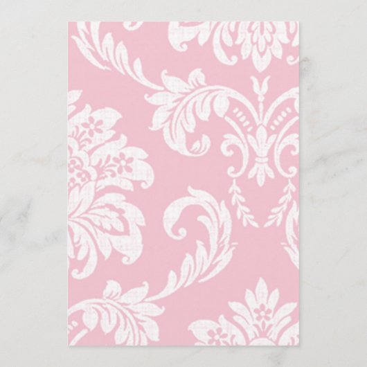 Roze Damast bruiloft Menu (Achterkant)