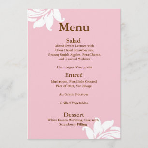 Roze Damast bruiloft Menu
