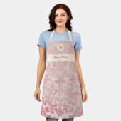 Roze Damast Elegant Custom Monogram Gift Schort (Gedragen)