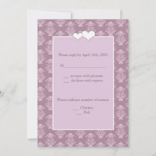 Roze Damast Huwelijk RSVP Notitiekaarten Kaart