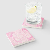 Roze damast stenen onderzetters (Zijkant)