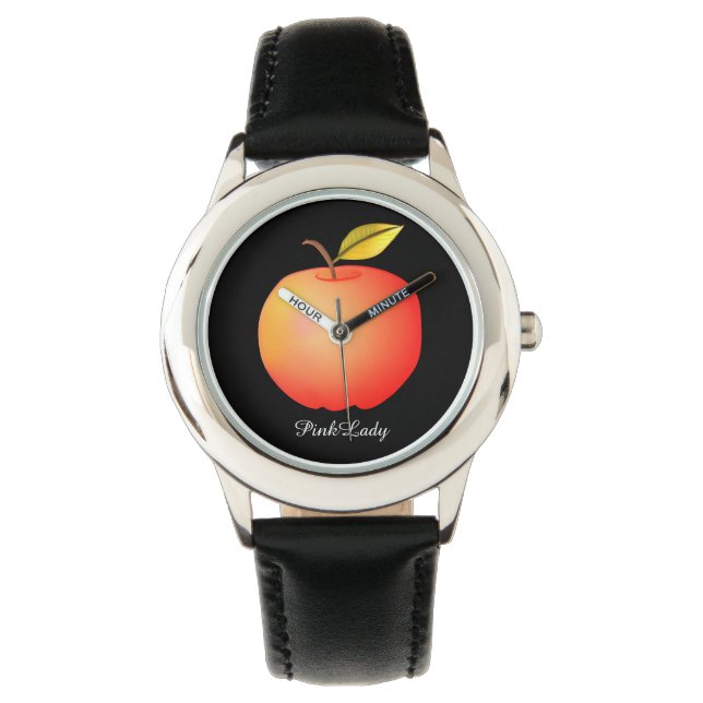 Roze Dame Appel Fruit Romantisch Meisje Eenvoudig  Horloge (Voorkant)