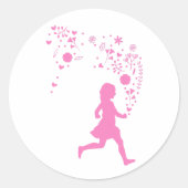 Roze dame. ronde sticker (Voorkant)