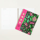 Roze Dame Slipper Bloemen op Zwart Gepersonaliseer Planner (Display)