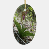 Roze dame slipper Orchid Keramisch Ornament (Rechts)