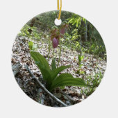 Roze dame slipper Orchid Keramisch Ornament (Voorkant)