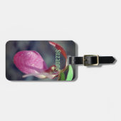 Roze dame Slipper Orchid Raindrop - Gepersonalisee Bagagelabel (Voorkant horizontaal)