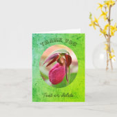 Roze dame Slipper Persoonlijk Dank u Kaart (Gele Bloem)