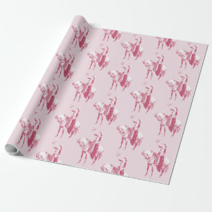 Roze Dame Te Paard Met Falcon Cadeaupapier