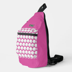 Roze Dames Golf INITIALEN Groen Preppy Fun Sling Bag