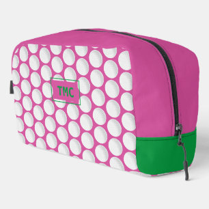 Roze Dames Golf INITIALEN Groen Preppy Fun Toilettasje