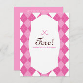 Roze dames Golf Party Argyle Kaart (Voorkant / Achterkant)