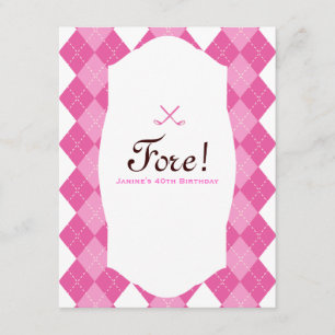 Roze dames Golf Party Argyle Kaart