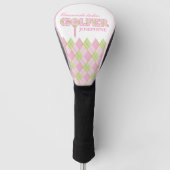 Roze dames golfer argyle gepersonaliseerde cover (Voorkant)