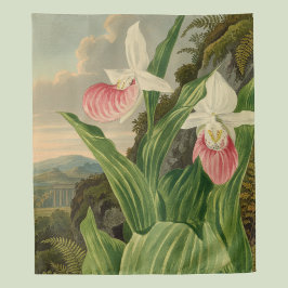 Roze Damespantoffel Oude Bloem Orchidee Botanisch Wandkleed