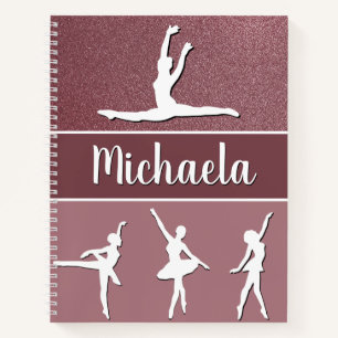 Roze dance Ballerina naam Glitter Notitieboek