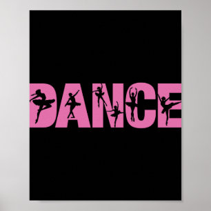 Roze DANCE met Ballerina Cutouts Poster